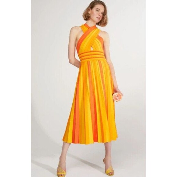 NWT. $2690 CAROLINA HERRERA Stretch-knit Halterneck Dress Sz M - Picture 1 of 11